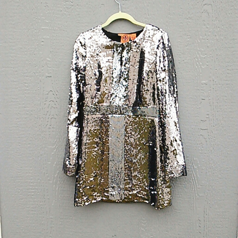 Tory Burch | Silver sequin mini dress size 4
